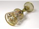Large glass stem enamelled chalice Moser thistles Art Nouveau 24,5 cm Nineteenth