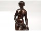 Large sculpture bronze woman Bather Nymph Falconet J. Graux 82cm Nineteenth