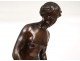 Large sculpture bronze woman Bather Nymph Falconet J. Graux 82cm Nineteenth