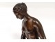Large sculpture bronze woman Bather Nymph Falconet J. Graux 82cm Nineteenth