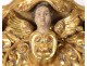 Console wall carved wood gilded angel head foliage nineteenth century