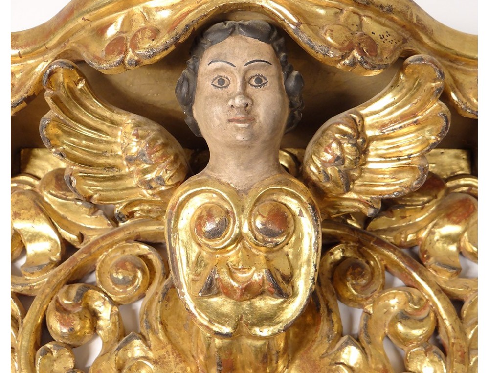 Console D’applique Murale – Tête De Femme En Résine Dorée – 48 Cm – Neuf