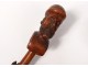 Cane Art People boxwood carved head man animals snakes lizard nineteenth