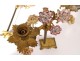 Pair candlesticks 2 lights gilt bronze flowers porcelain Napoleon III nineteenth