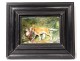 Ceramic table porcelain bas-relief dog hunting pheasant forest nineteenth