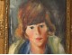 HST painting portrait young woman Belgian school signed 1929 painting twentieth