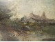 HSP Impressionist Landscape Landscape Village Pond Signed Nineteenth