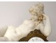 Large Carrara marble clock gilded bronze bacchante lion Clodion clock nineteenth