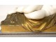 Large Carrara marble clock gilded bronze bacchante lion Clodion clock nineteenth