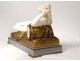 Large Carrara marble clock gilded bronze bacchante lion Clodion clock nineteenth