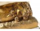 Large Carrara marble clock gilded bronze bacchante lion Clodion clock nineteenth