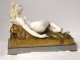 Large Carrara marble clock gilded bronze bacchante lion Clodion clock nineteenth