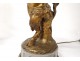 Pair of candelabra 2 fires bronze marble children fauns satyres Clodion nineteenth