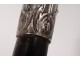 Cane old pommel sterling silver blackened wood foliage french cane nineteenth