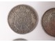 Lot 4 pieces silver 5frcs 1876-77 Napoleon III 1867 5 Lire Italy 1879 19th