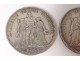 Lot 4 pieces silver 5frcs 1876-77 Napoleon III 1867 5 Lire Italy 1879 19th