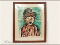 Watercolour Child Clown Michel Patrix 1945