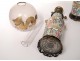 Pair porcelain oil lamps Canton ball crystal Saint-Louis bronze 19th