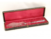 Cake server in sterling silver, dolphin decor, Napoleon III nineteenth