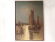 HSP marine painting boats harbor moonlight South France Mediterranean twentieth