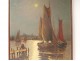 HSP marine painting boats harbor moonlight South France Mediterranean twentieth