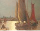 HSP marine painting boats harbor moonlight South France Mediterranean twentieth