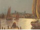 HSP marine painting boats harbor moonlight South France Mediterranean twentieth