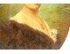 HSP table oval portrait young elegant woman necklace Gussyn Paris XXth
