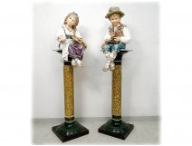 Majolica majolica sculptures Wilhelm Schiller children gypsies Austria 160cm