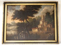 Great HST Italian School Country Landscape Village Figures XVIII