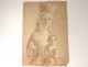 Ink drawing Karin Van Leyden statue Virgin Mary Child Jesus Bible Twentieth