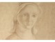 Ink drawing Karin Van Leyden statue Virgin Mary Child Jesus Bible Twentieth