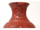 Large vase baluster lacquer Cinnabar characters landscapes flowers China nineteenth