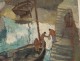 HSP painting Gabriel Vié docks fishing boats port Brittany Finistère twentieth