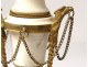 Pair cassolettes candle holders Louis XVI white marble gilded bronze eagles nineteenth