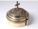 Silver plated lunette box Minerva goldsmith Armand-Calliat cross nineteenth