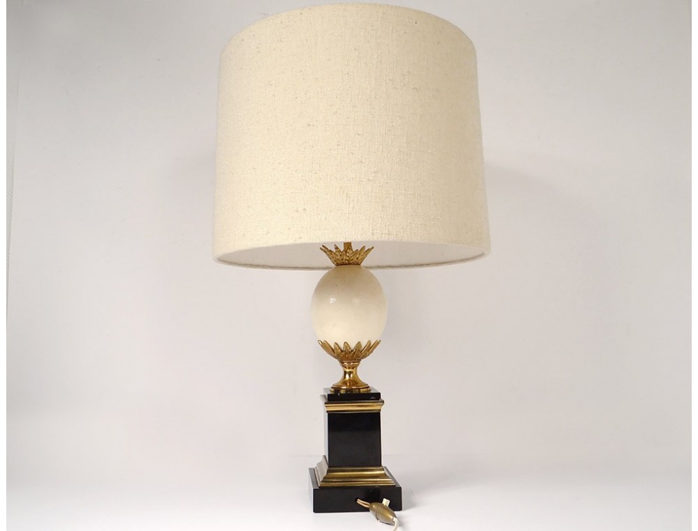 lampe maison charles oeuf autruche bronze dore marbre noir xxeme siecle