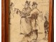 Small drawing ink characters musician violin humor singer Paris 1906