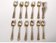 11 teaspoons clamp silver sugar vermeil Minerva box NapIII nineteenth