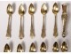 11 teaspoons clamp silver sugar vermeil Minerva box NapIII nineteenth