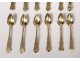 11 teaspoons clamp silver sugar vermeil Minerva box NapIII nineteenth