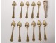 11 teaspoons clamp silver sugar vermeil Minerva box NapIII nineteenth