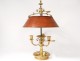 Large bouillotte lamp 3 lights gilded bronze palmettes I Empire Nineteenth