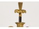 Large bouillotte lamp 3 lights gilded bronze palmettes I Empire Nineteenth
