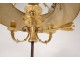 Large bouillotte lamp 3 lights gilded bronze palmettes I Empire Nineteenth