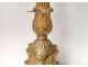 Large candlestick wooden candlestick stuccoed gilded heads cherubs acanthus eighteenth