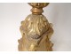 Large candlestick wooden candlestick stuccoed gilded heads cherubs acanthus eighteenth