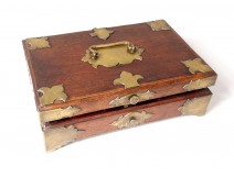 Box box exotic wood brass flowers lily nineteenth century