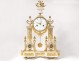 Pendulum gantry Louis XVI gilt bronze white marble vase flowers clock 18th