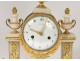 Pendulum gantry Louis XVI gilt bronze white marble vase flowers clock 18th